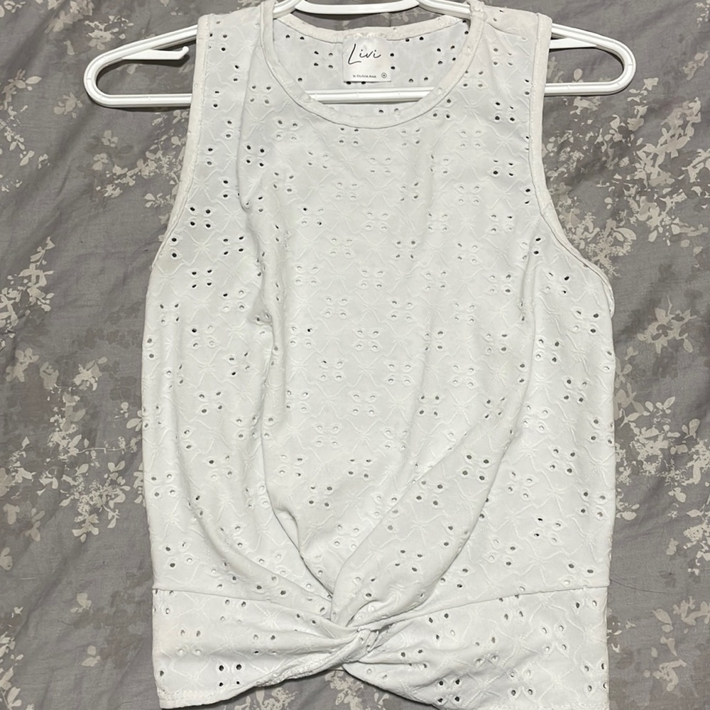 Livi white floral design tank top, size medium